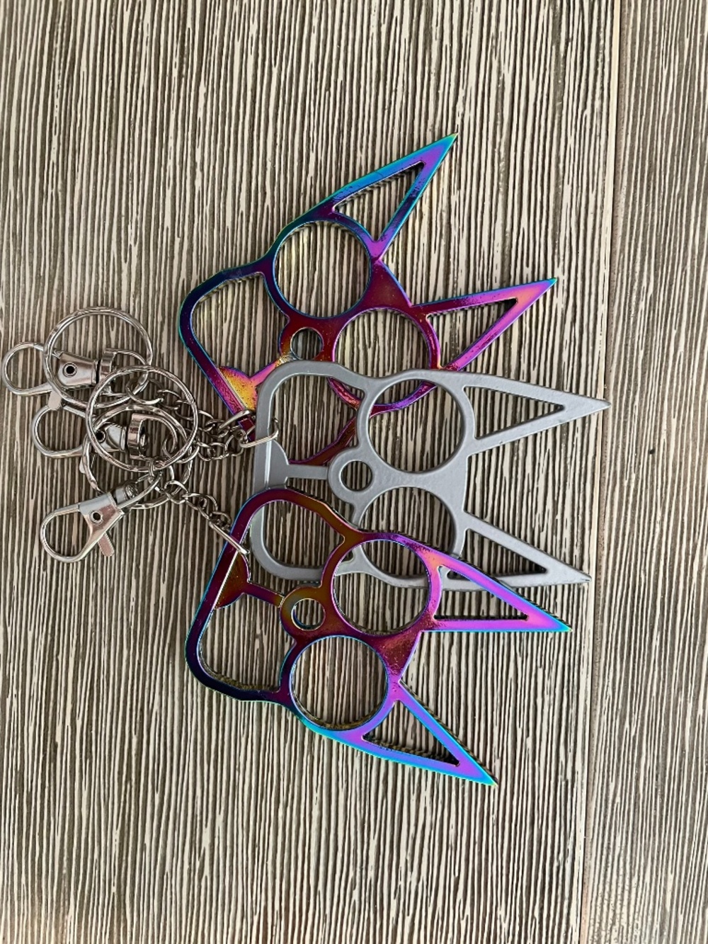 Cat Pointy Ears Metal Knuckle Protection! 3, Self Defense Safety Keychains